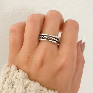 925 Sterling Silver Minimalist Ring Band Modern Geometric Ring Band